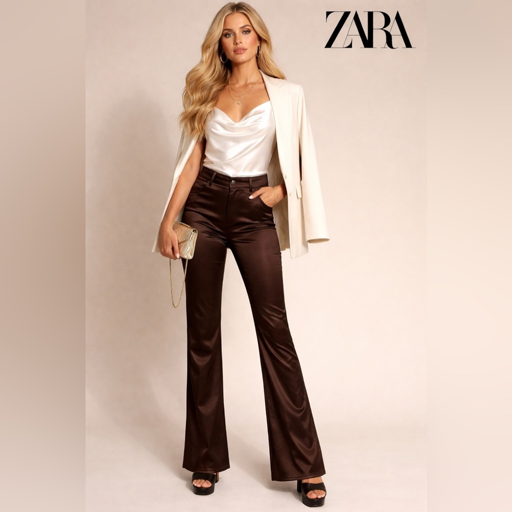 🛍️SALE🛍️ Zara Basic Satin Jeans / Pants / Trousers (Brown)